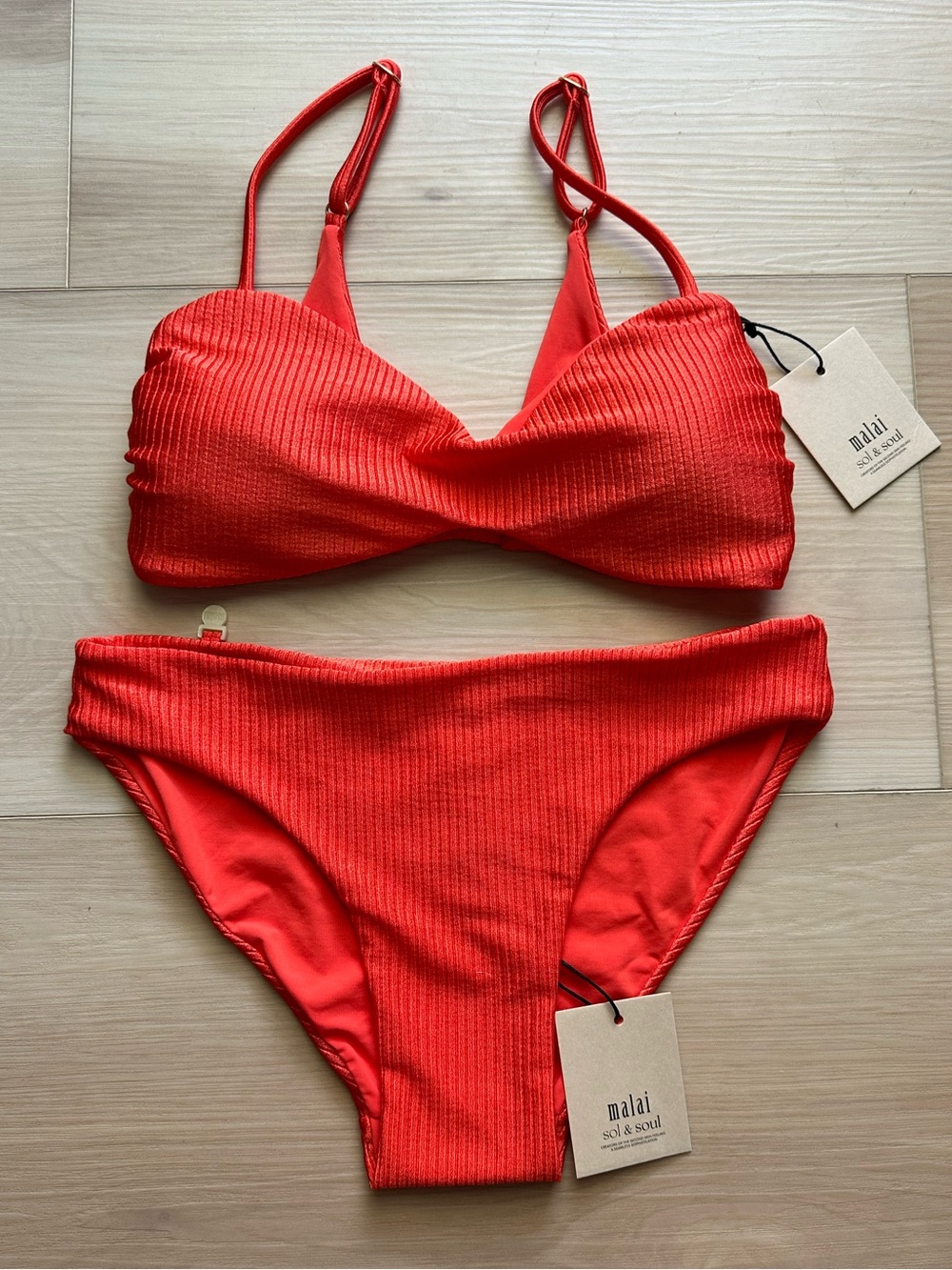 NWT! Malai Red Ribbed Bikini Set - Size Small